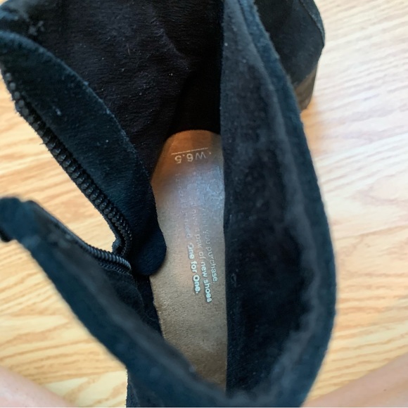 Toms Lunata booties heeled suede black stacked heels boots 6.5 - Picture 6 of 10